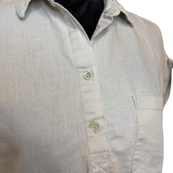 Mango | Cream Linen/Cotton Blend Half Button Down Shirt | Sz XXS - Picture 4 of 10